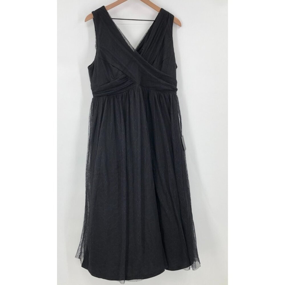 Lulus Mesmerized By You Dotted Tulle Midi Dress Black Sleeveless Women XL Lined